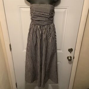 By Together| Sz S Striped Midi Smocked Back Pockets Brunch Wedding Guest